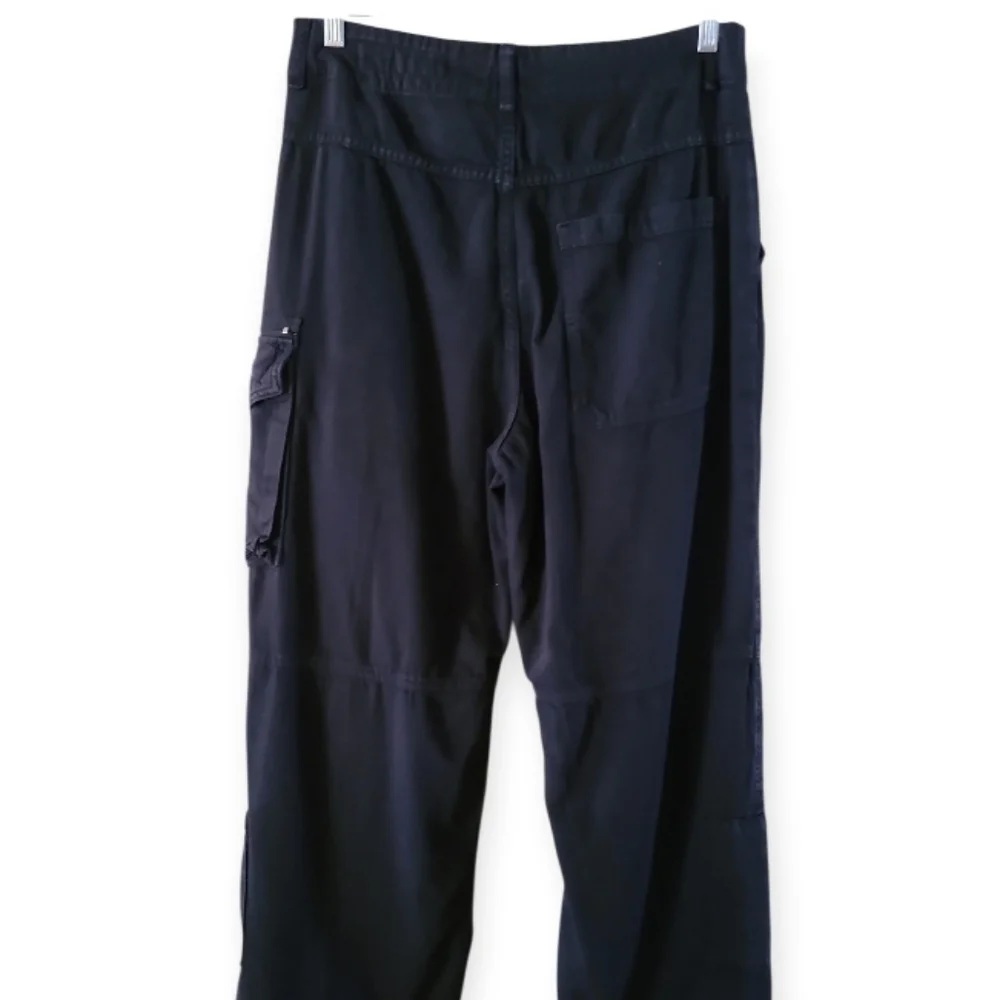 Rag & Bone Women's Modern Cargo Organic Cotton Pants Black Wide Leg